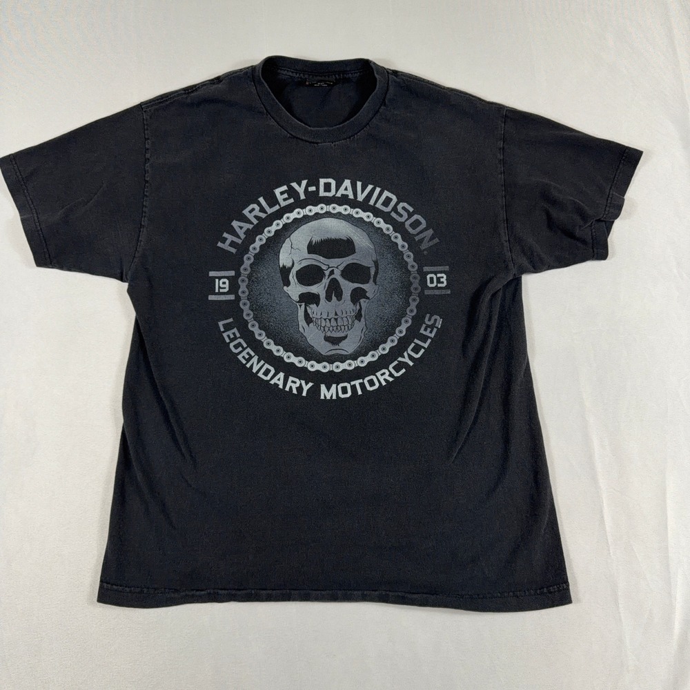 Harley-Davidson T-Shirt Skull Legendary‎ Motorcycles Hideout Joplin MO Mens L